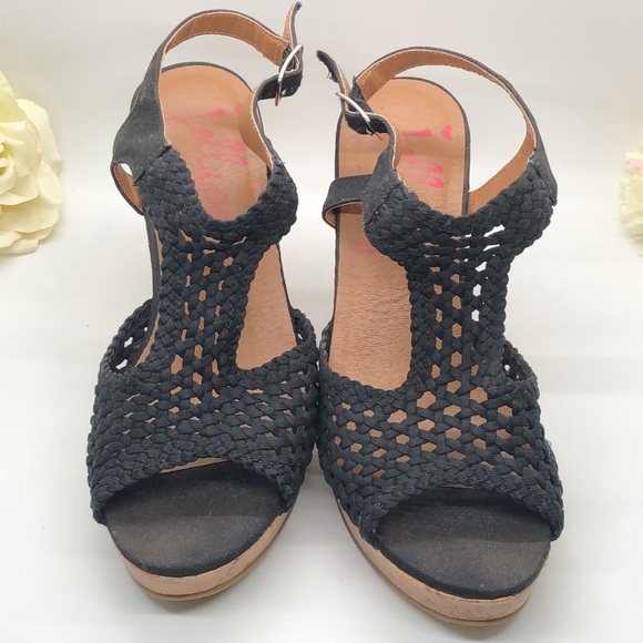 Jelly Pop “Mosaic” Black Wedges - Picture 12 of 16